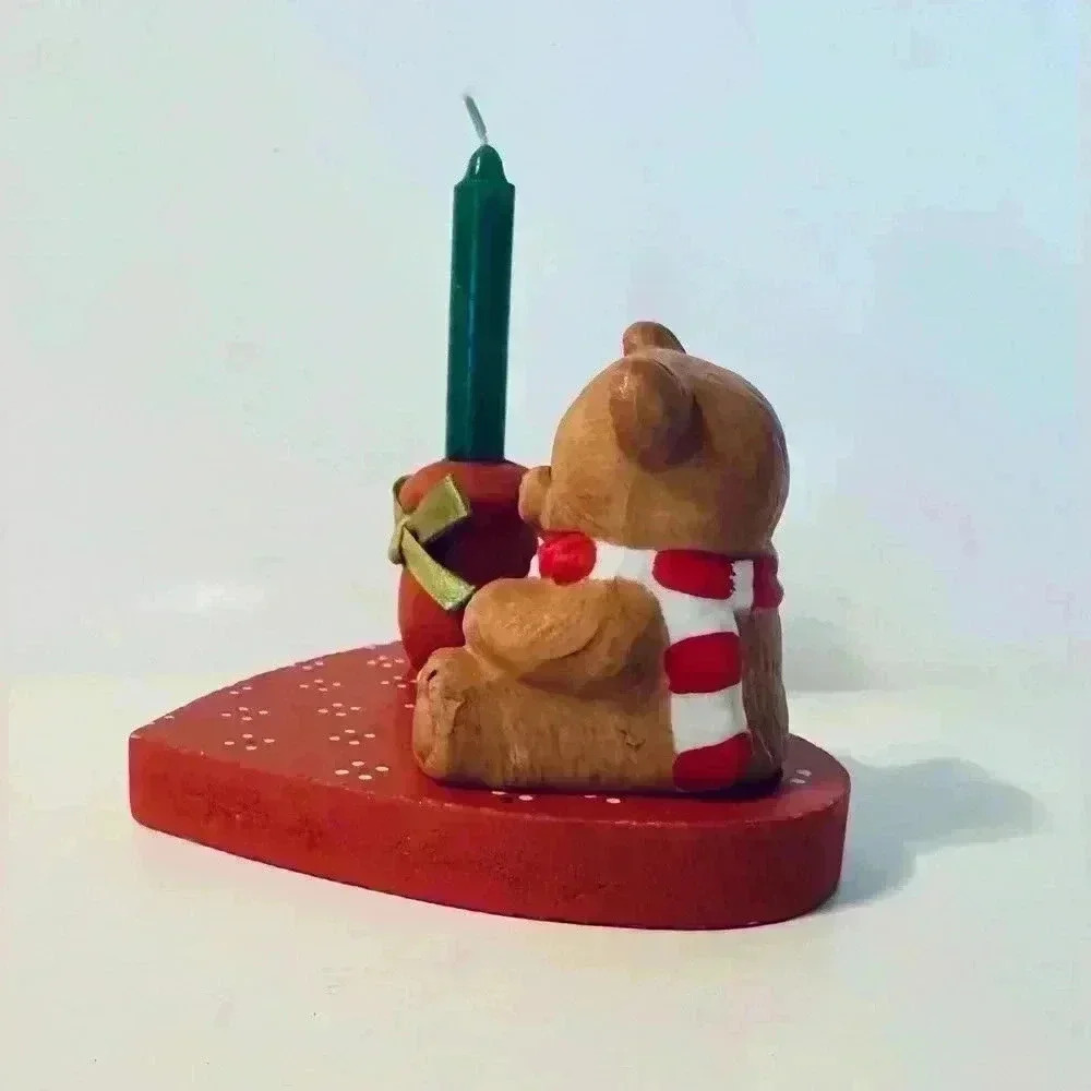 Vintage 1988 Teddy Bear Heart Candle, New In Box - Picture 4 of 10